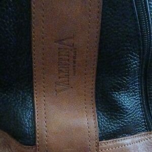 Valentina Vintage Brown and Black Leather Duffel Bag